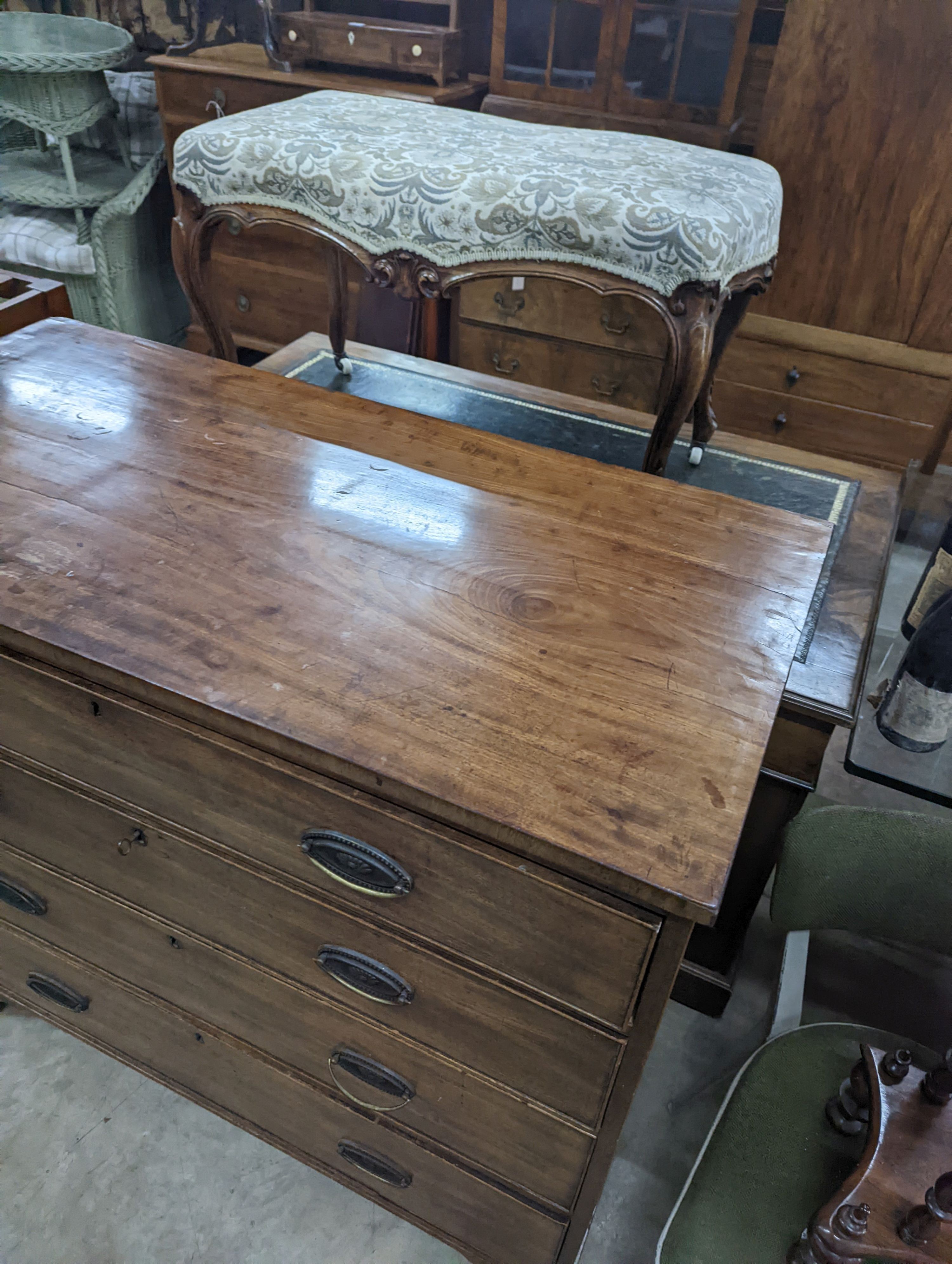 A George IV four drawer mahogany chest, width 107cm, depth 53cm, height 100cm